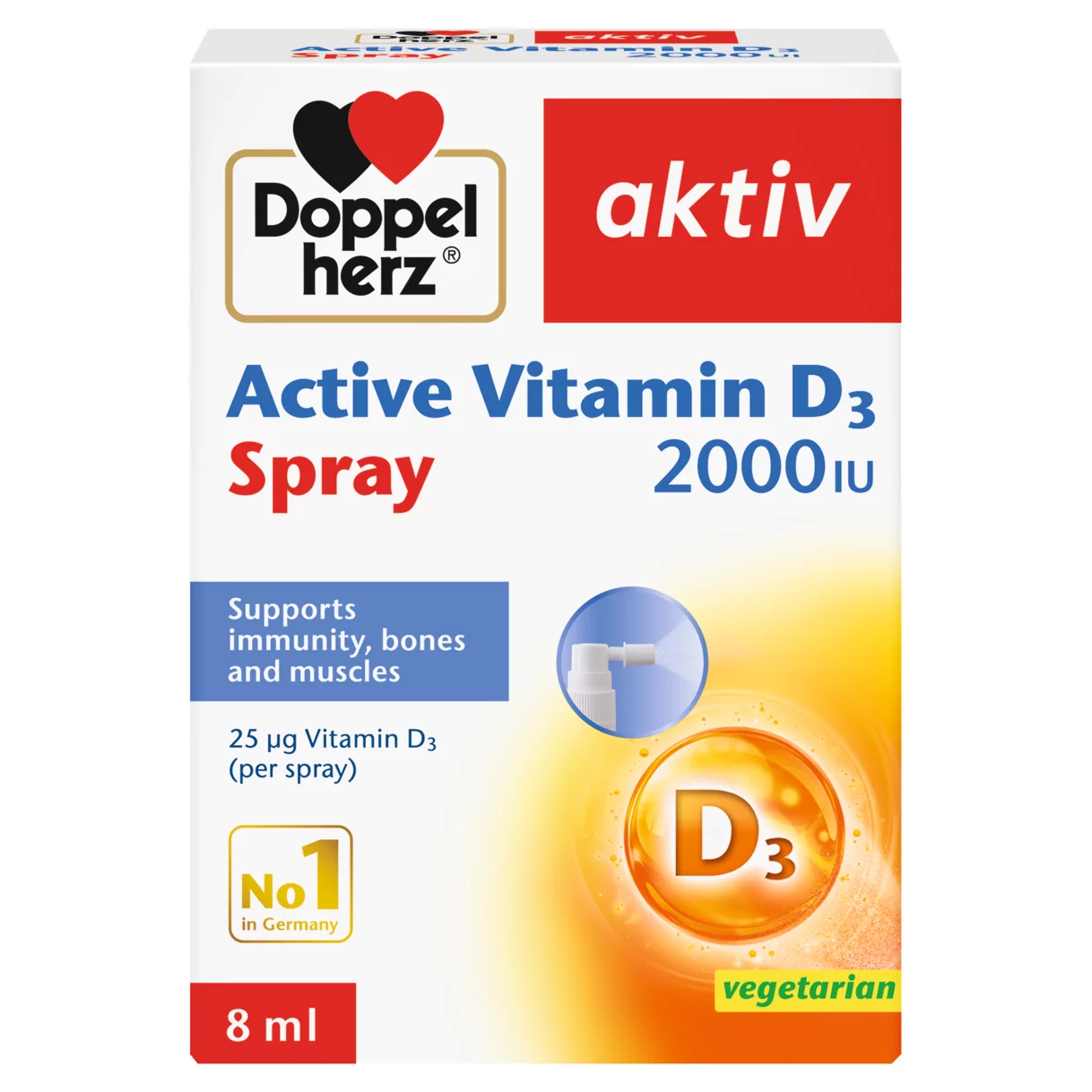Doppelherz aktiv Active Vitamin D3 2000IU front view