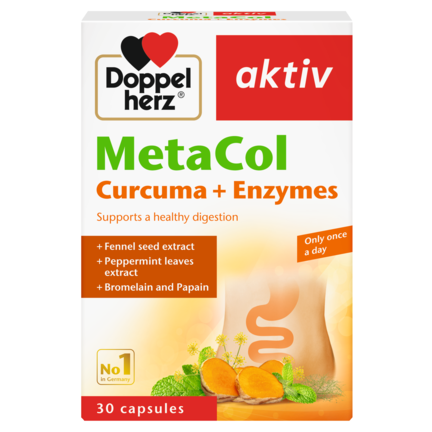 Illustration of the product packaging Doppelherz aktiv ميتاكول front view