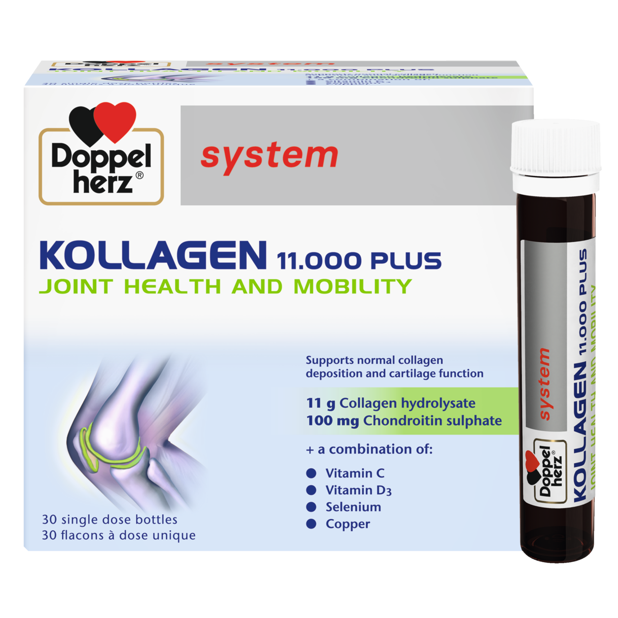 Illustration of the product packaging Doppelherz system KOLLAGEN 11.000 PLUS front view