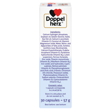 Illustration of the product packaging Doppelherz system A-Z + Omega-3  side view right