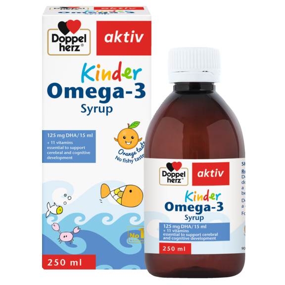 Illustration of the product packaging Doppelherz aktiv Omega-3 Syrup front view
